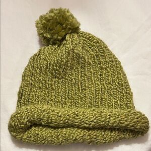 Women’s Sage Green Knit Pom-Pom Beanie